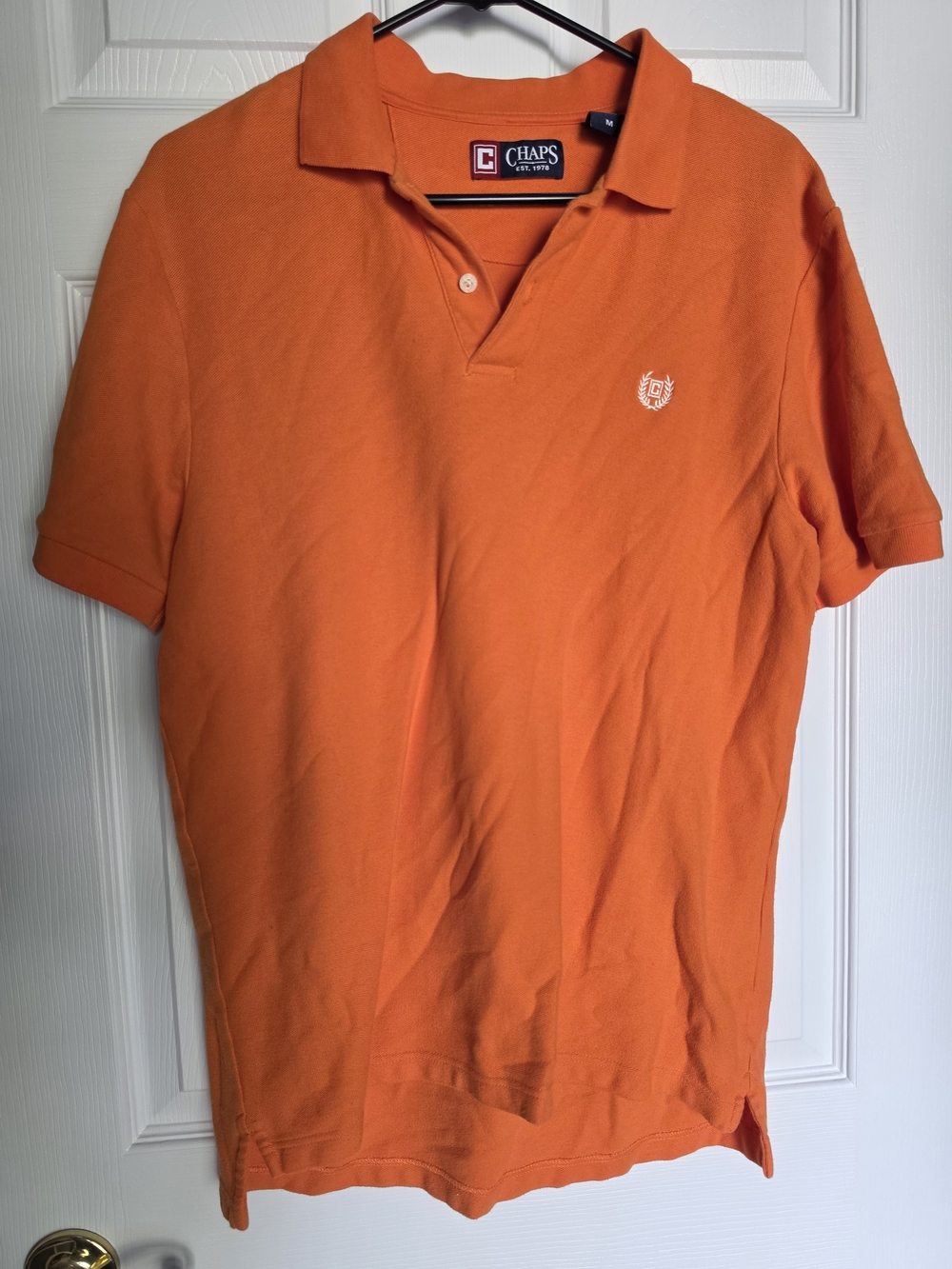 Chaps Men's Medium Orange Cotton Polo Shirt Golf Preppy Thick Fabric
